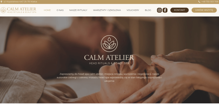 Strony internetowe Kielce – realizacja strony Calm Atelier przez Nawnet