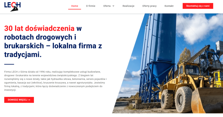 Strony internetowe Kielce – realizacja strony Lech Drogi przez Nawnet