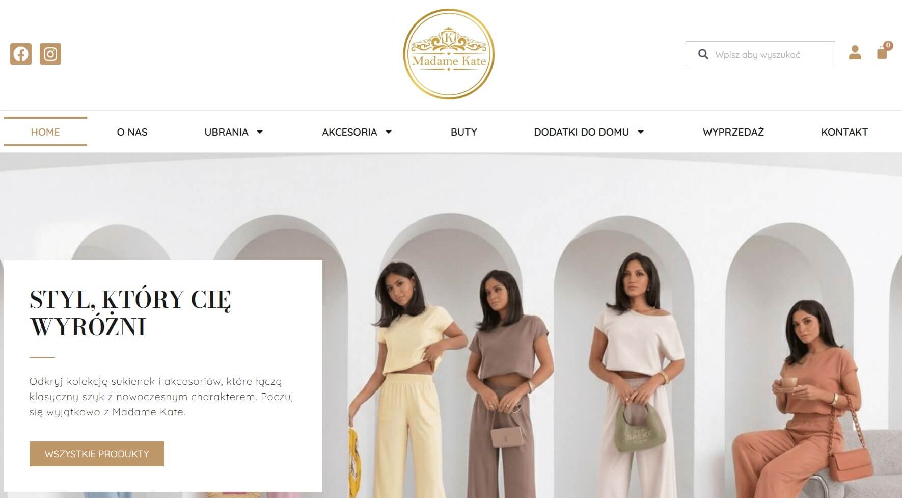 Sklep odzieżowy Madame Kate – realizacja e-commerce Nawnet Kielce